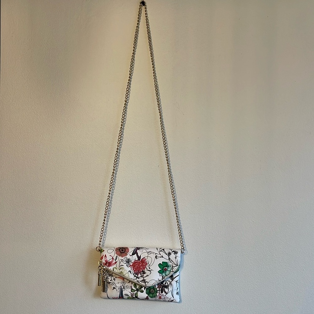 Floral Asymmetrical Envelope Clutch Crossbody